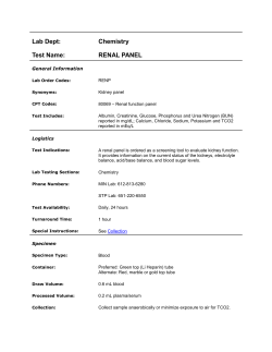 Lab Dept: Chemistry Test Name: RENAL PANEL