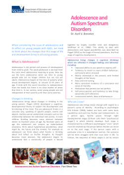 Adolescence and Autism Spectrum Disorders