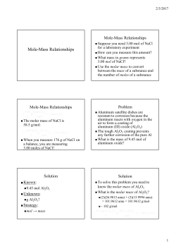 Mole-Mass Relationships - Hicksville Public Schools