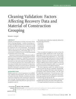 Cleaning Validation: Factors Affecting Recovery Data