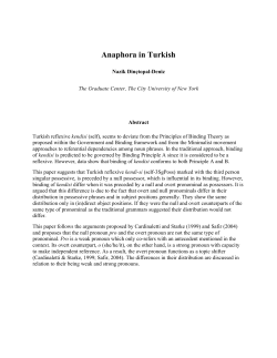 Anaphora in Turkish - The Graduate Center, CUNY