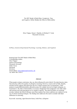 The SDT Model of Belief Bias: Complexity, Time and