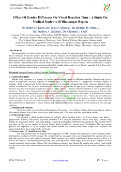 Effect Of Gender Difference On Visual Reaction Time : A Study On