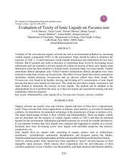 Evaluation of Toxity of Ionic Liquids on Paramecium - DU E