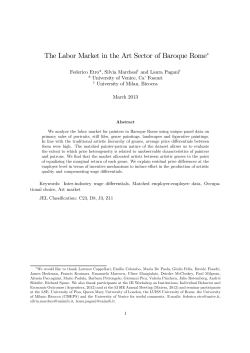 The Labor Market in the Art Sector of Baroque Rome*