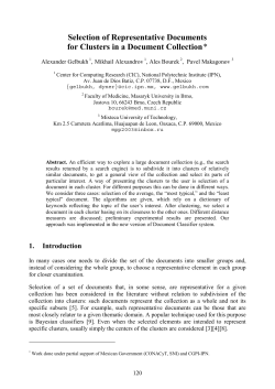 Selection of Representative Documents for Clusters in a Document