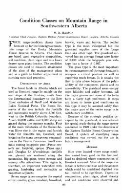 Condition Classes on Mountain Range in Southwestern Alberta
