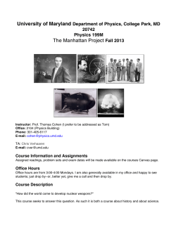 The Manhattan Project Fall 2013