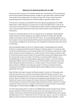 Obituary for Dr Mohammad Akbar Ali L.LD, MBE
