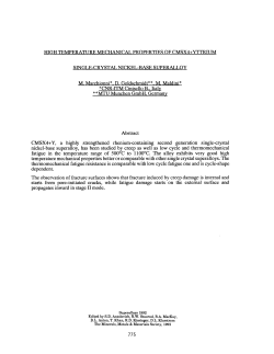 High Temperature Mechanical Properties of CMSX4 + Yttrium