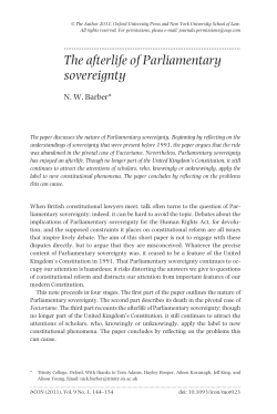 The afterlife of Parliamentary sovereignty