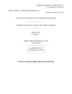Patent Owner Preliminary Response