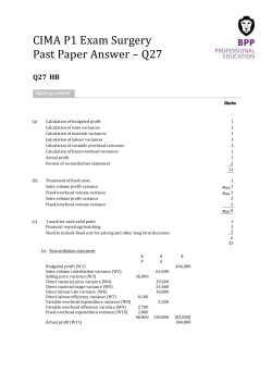 CIMA P1 Exam Surgery Past Paper Answer &ndash; Q27