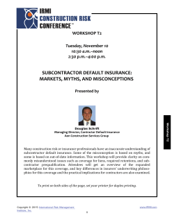 subcontractor default insurance: markets, myths, and