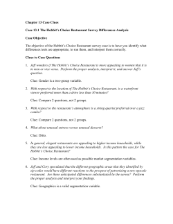 Chapter 13 Case Clues Case 13.1 The Hobbit`s Choice