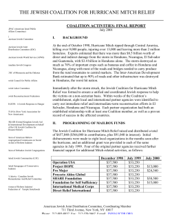 the jewish coalition for hurricane mitch relief