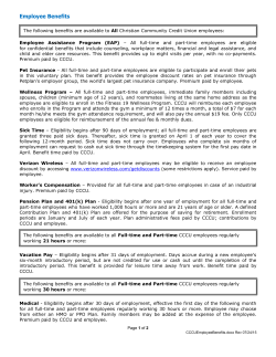 Employee Benefits - Christian Community Credit Union