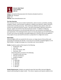 sl chemistry course syllabus