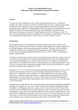 Patricia Karsten 2009 Visual versual phonological route in the
