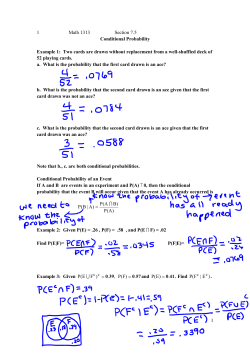 1 Math 1313 Section 7.5 1 Conditional Probability Example 1: Two