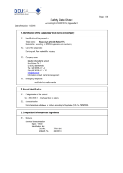 Safety Data Magnesium Chloride Flakes