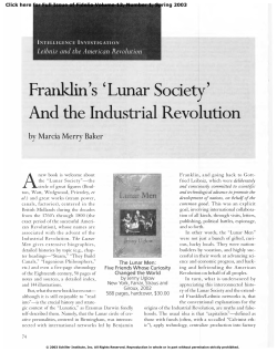 Franklin`s `Lunar Society` and The Industrial Revolution