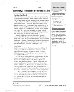 Summary: Tennessee Becomes a State