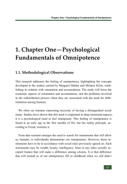 1. Chapter One&mdash;Psychological Fundamentals of Omnipotence