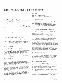 DICTIONARY CATALOGUE AND CHAIN PROCEDURE