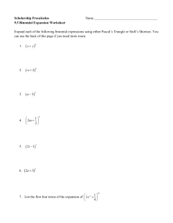 Binomial Expansion Worksheet
