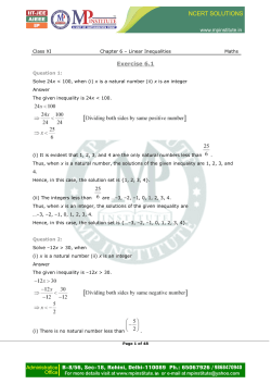 Chapter 6 Linear Inequalities