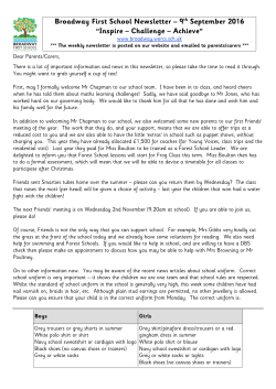 Newsletter 9th September