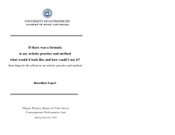 If there was a formula to my artistic practice and method