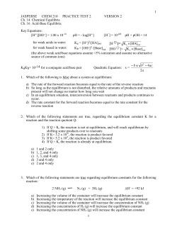 1 1 JASPERSE CHEM 210 PRACTICE TEST 2 VERSION 2 Ch. 14
