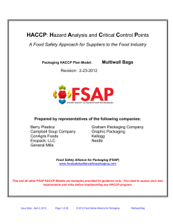 HACCP: Hazard Analysis and Critical Control Points