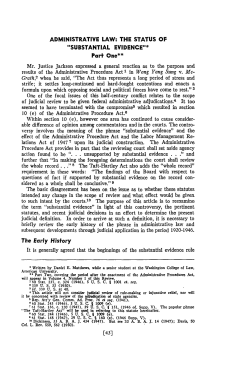 ADMINISTRATIVE LAW: THE STATUS OF "SUBSTANTIAL