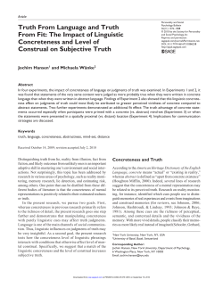 Truth From Language and Truth From Fit: The Impact of Linguistic