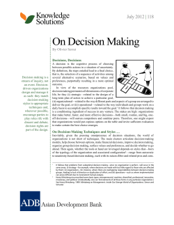 On Decision Making - Asian Development Bank