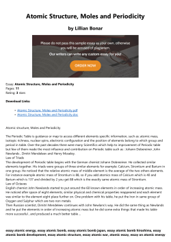 Atomic Structure, Moles and Periodicity