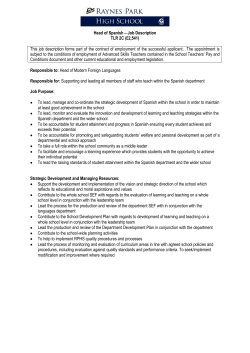 Head of Spanish &ndash; Job Description TLR 2C