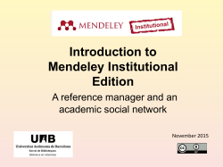 Introduction to Mendeley Institutional Edition