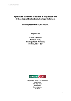 Agricultural Statement to be read in conjunction with Archaeological