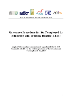 Grievance Procedure for Staff employed by Education and Training