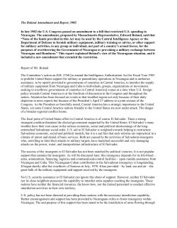 The Boland Amendment and Report, 1983 In late 1982 the U.S.