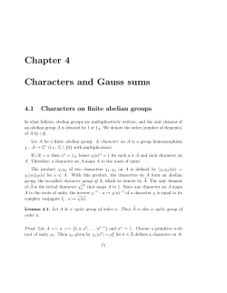 Chapter 4 Characters and Gauss sums