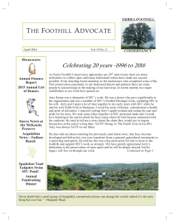 April 2016 - Sierra Foothill Conservancy