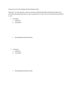Character List from The Prologue of The Canterbury Tales
