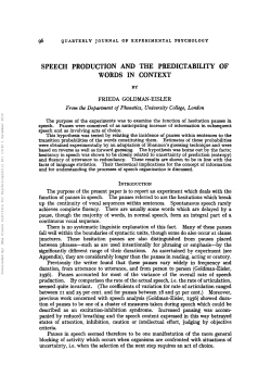96 speech production and the predictability of words in context