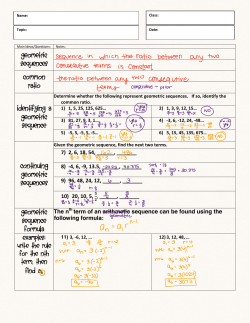 geometric Sequences Common ratio Identifying a geometric
