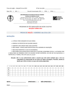 PROVA DE INGL&Ecirc;S &ndash; HOR&Aacute;RIO: das 10 &agrave;s 12h